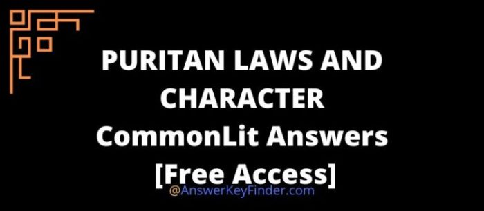 Puritan laws and character answers