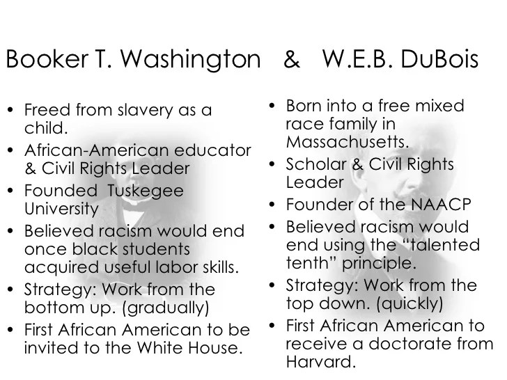 Similarities between dubois and washington