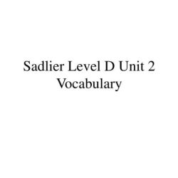 Vocabulary workshop level d unit 2